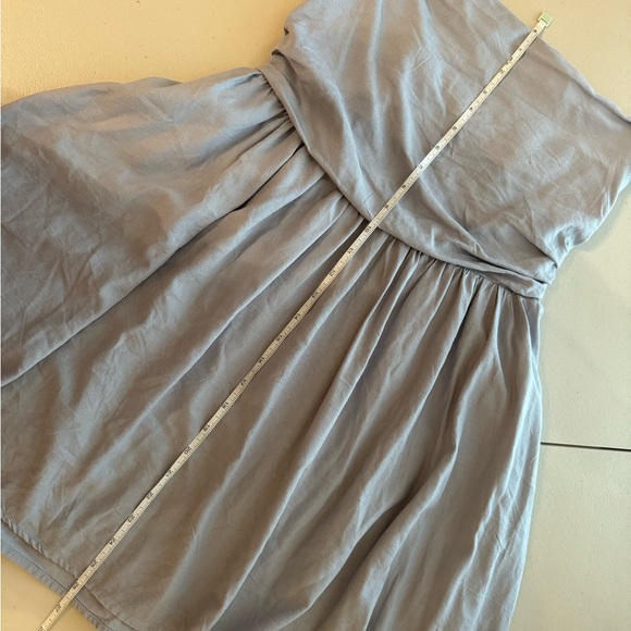 Aqua Strapless Mini Dress Linen Blend Large - Picture 12 of 13